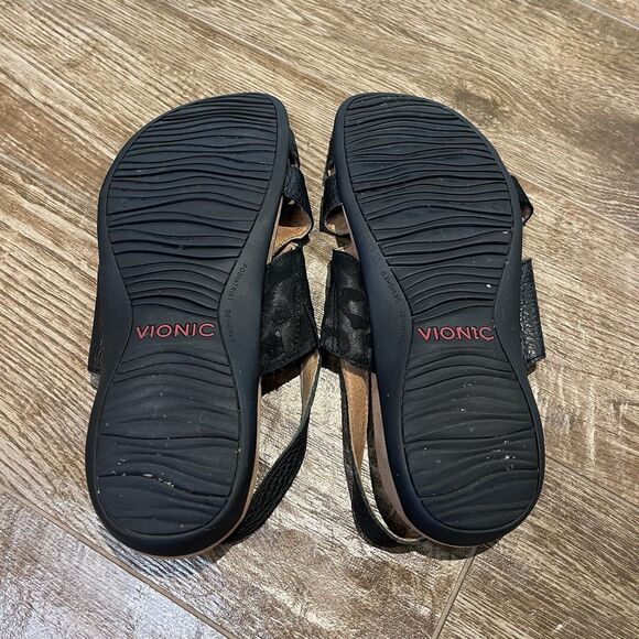 Vionic Eira Sandals Women's Black 8.5 Strappy Woven Pebble Leather Comfortable - Picture 12 of 14